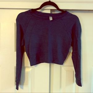 American Apparel Blue Long Sleeved Crop Top Medium